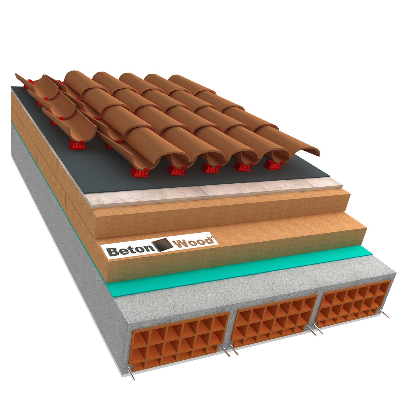 Tetto in fibre di legno e cementolegno su calcestruzzo