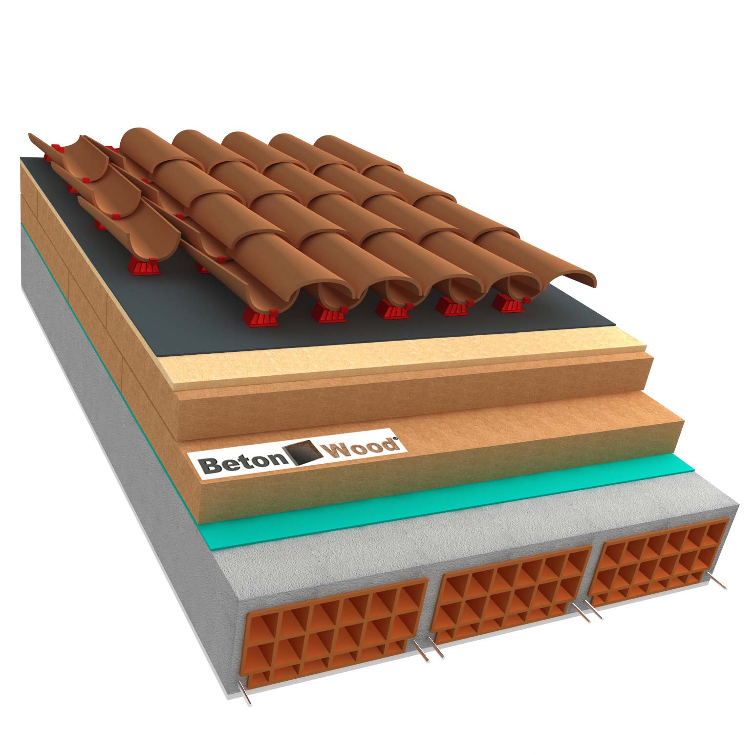Tetto in fibre di legno Therm ed Isorel su calcestruzzo